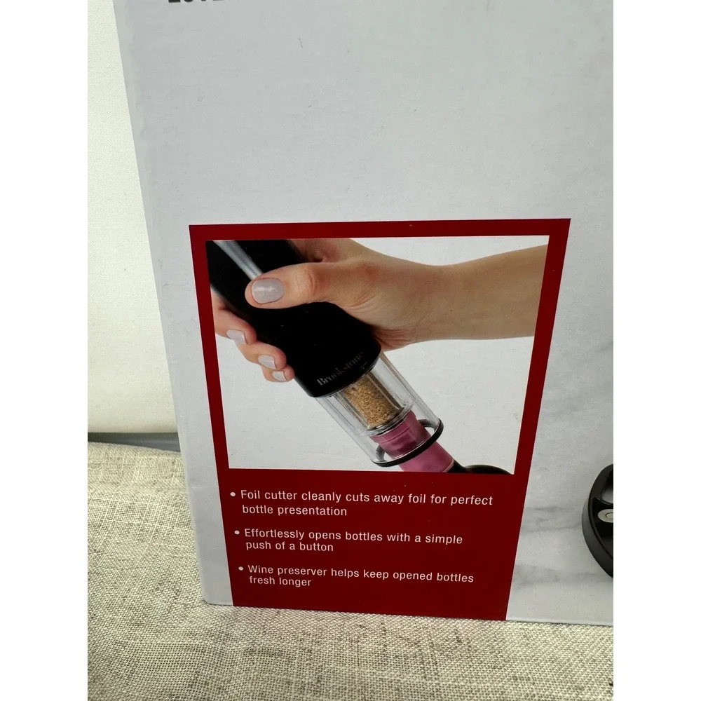 Brookstone 6 Piece Automatic Wine Opener Preserver Cordless Electric Foil Cutter